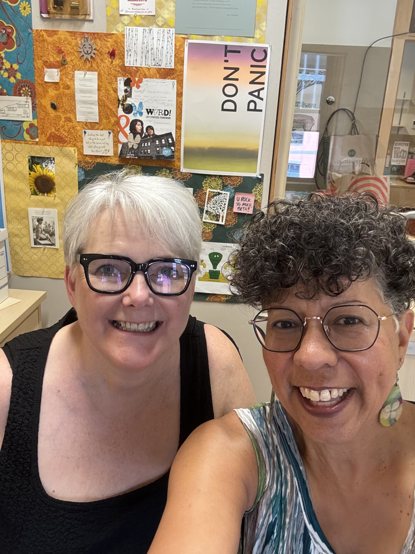 Arleta Little and Beth Schoeppler in her Loft office