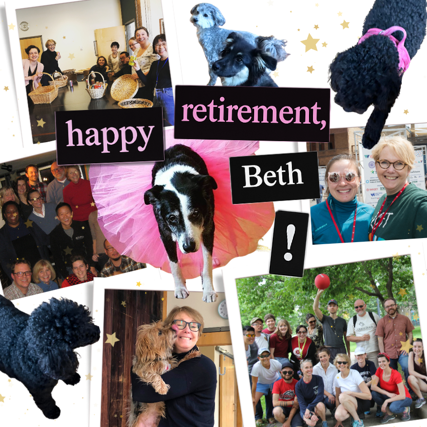 Collage of pups and people who have connected with Beth over the years